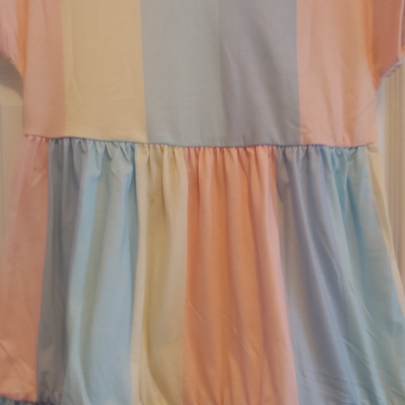 077. Multicolor Striped Color Block Tiered Mini Dress  Size M - Picture 12 of 16